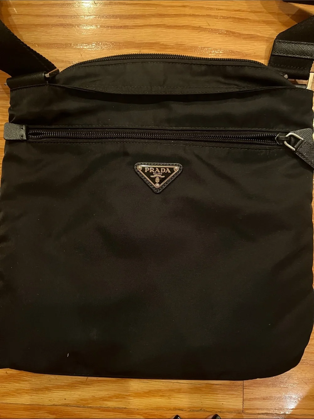 Prada Black Nylon Messenger Crossbody Bag for Men